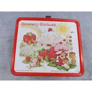 Vintage Aladdin 1980 Strawberry Shortcake Metal Lunchbox Red/Multi Color‎